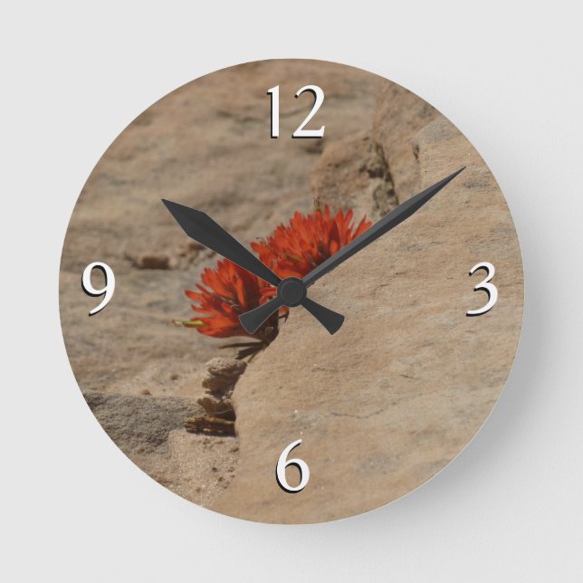 Indian Paintbrush in Rocks at Zion Round Clock (Front)