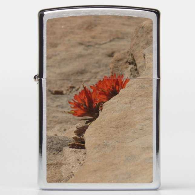 Indian Paintbrush in Rocks at Zion Zippo Lighter (Front)