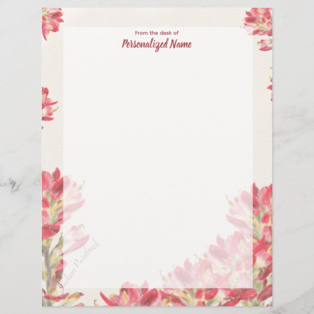 Indian Paintbrush Muted Unlined Paper Sheet (Front)