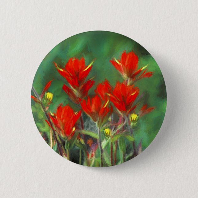 Indian Paintbrush Painting - Original Flower Art Button (Front)
