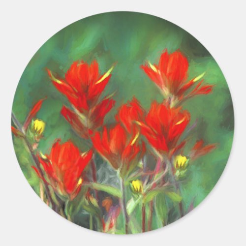 Indian Paintbrush Painting _ Original Flower Art Classic Round Sticker