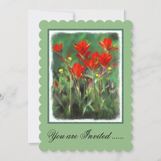 Indian Paintbrush Painting - Original Flower Art Invitation (Front)