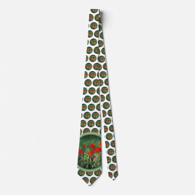 Indian Paintbrush Painting - Original Flower Art Neck Tie (Front)