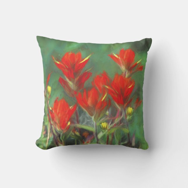 Indian Paintbrush Painting - Original Flower Art Outdoor Pillow (Front)
