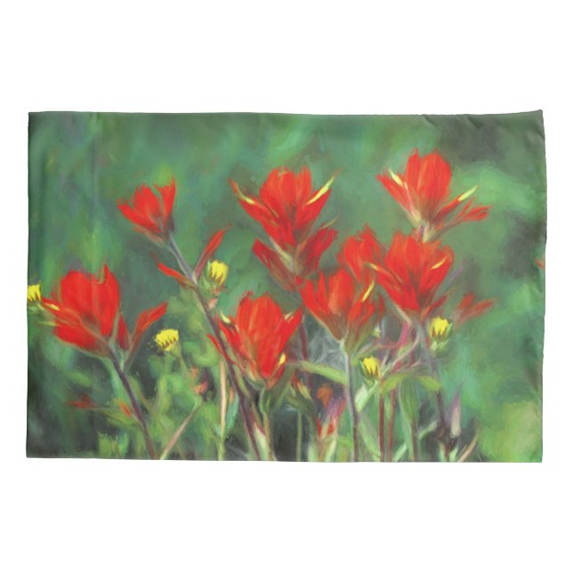 Indian Paintbrush Painting - Original Flower Art Pillow Case (Back)