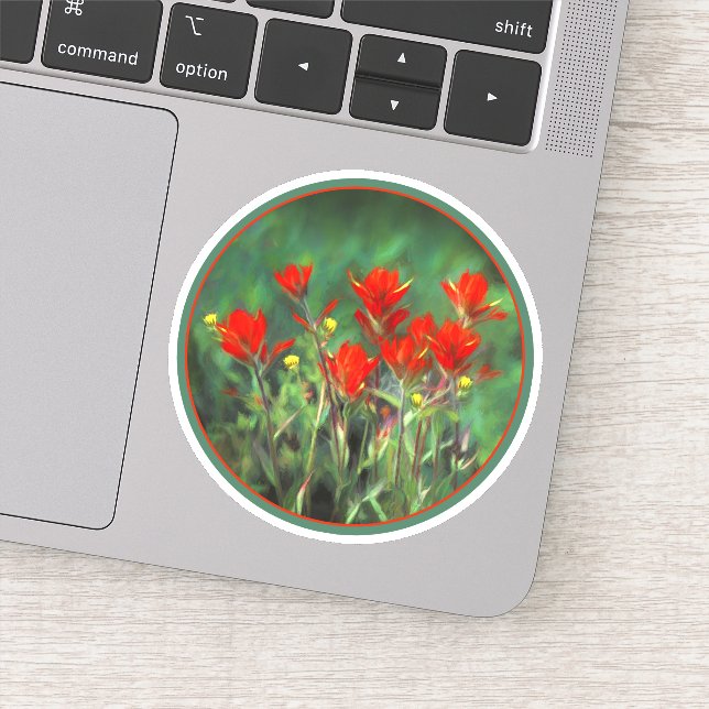 Indian Paintbrush Painting - Original Flower Art Sticker (Detail)