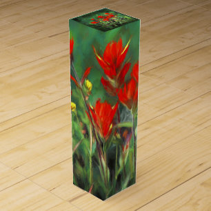 Indian Paintbrush Painting - Original Flower Art Wine Box