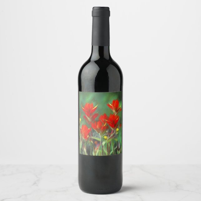 Indian Paintbrush Painting - Original Flower Art Wine Label (Front)
