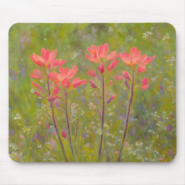 Indian Paintbrush Wildflower Floral Art Mouse Pad (Front)
