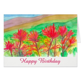 Indian Paintbrush Wildflowers Happy Birthday Card