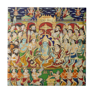 INDIAN PAINTING SRI RAMA DURBAR TILE