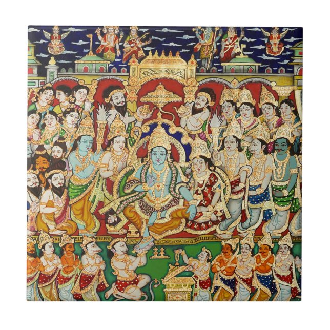 INDIAN PAINTING SRI RAMA DURBAR TILE (Front)