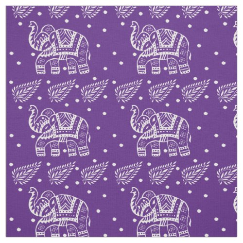 Indian Paisley and Elephant Block_print Purple Fabric