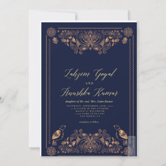 Indian paisley & birds - Wedding Invitation
