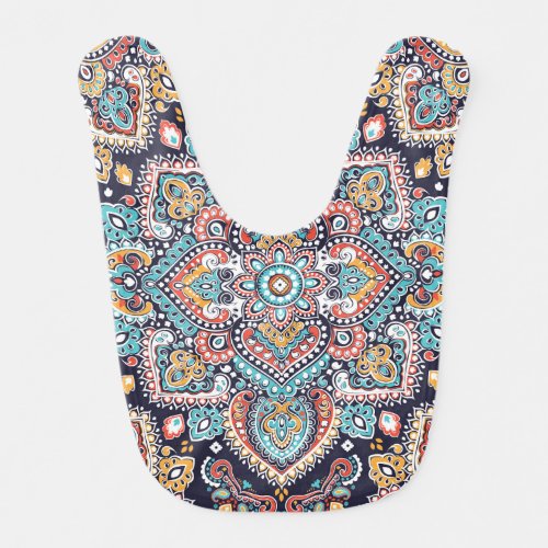 Indian Paisley Ethnic Mandala Pattern Baby Bib