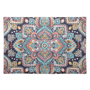 Indian Paisley: Ethnic Mandala Pattern Cloth Placemat