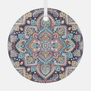 Indian Paisley: Ethnic Mandala Pattern Glass Ornament