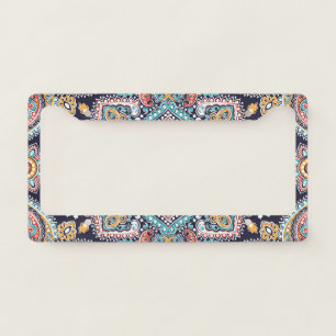 Indian Paisley: Ethnic Mandala Pattern License Plate Frame