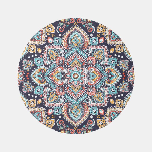 Indian Paisley: Ethnic Mandala Pattern Rug (Front)