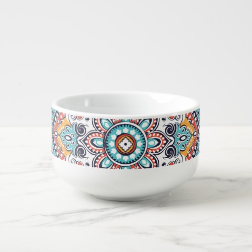 Indian Paisley Ethnic Mandala Pattern Soup Mug