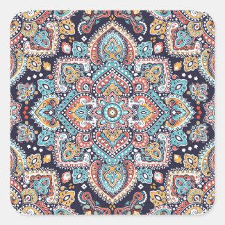 Indian Paisley: Ethnic Mandala Pattern Square Sticker