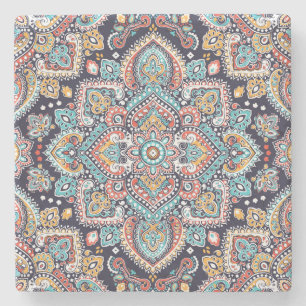 Indian Paisley: Ethnic Mandala Pattern Stone Coaster