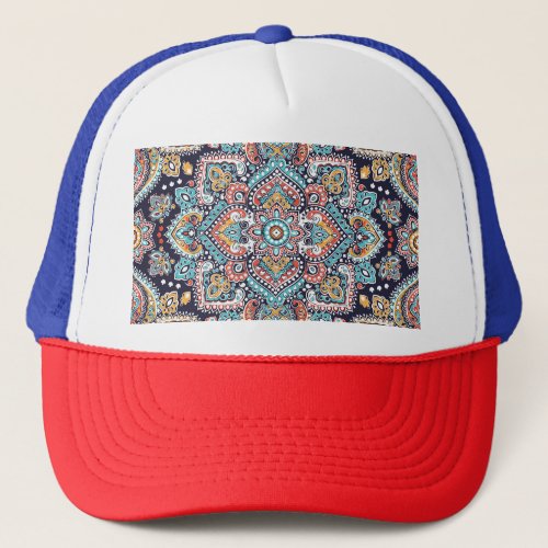Indian Paisley Ethnic Mandala Pattern Trucker Hat