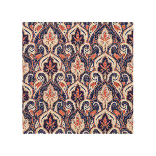 Indian Paisley: Floral Medallion Seamless. Wood Wall Art