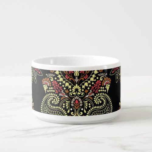 Indian paisley geometric black background bowl