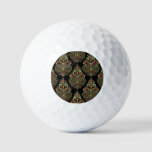 Indian paisley, geometric black background golf balls