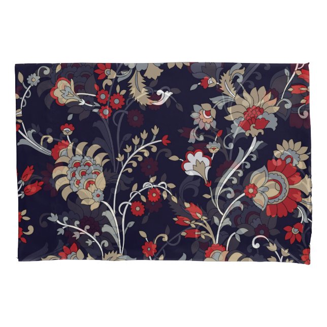 Indian paisley, navy background, traditional. pillow case (Front)