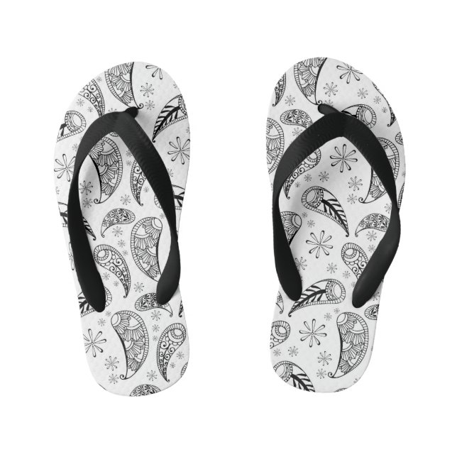 Indian Paisley Pattern Mankolam Kid's Flip Flops (Footbed)