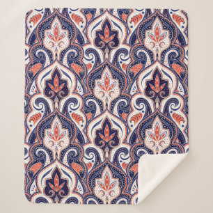 Indian paisley pattern seamless. Persian arabesque Sherpa Blanket