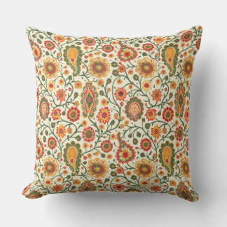 Indian Paisley Print Throw Pillow