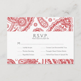 Indian Paisley Response Card w/ Dinner Option