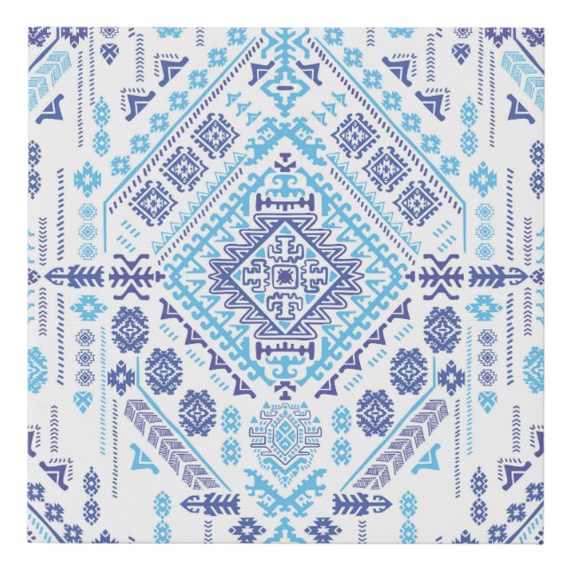 Indian paisley rug, ethnic mandala pattern. faux canvas print (Front)