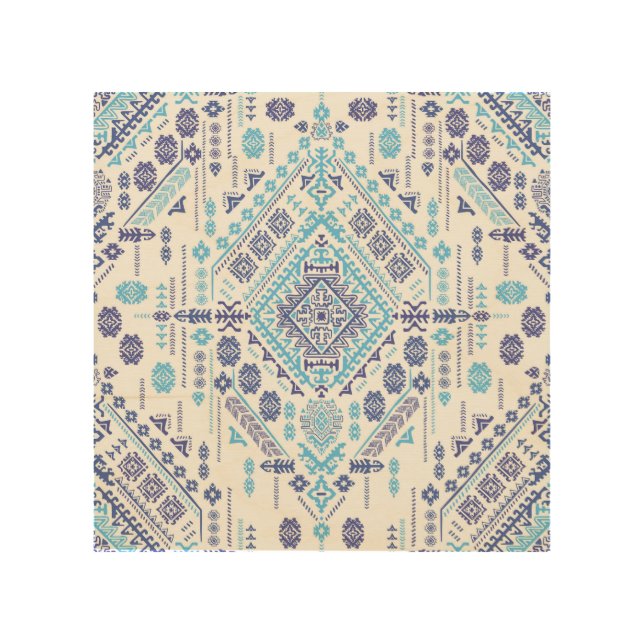 Indian paisley rug, ethnic mandala pattern. wood wall art (Front)
