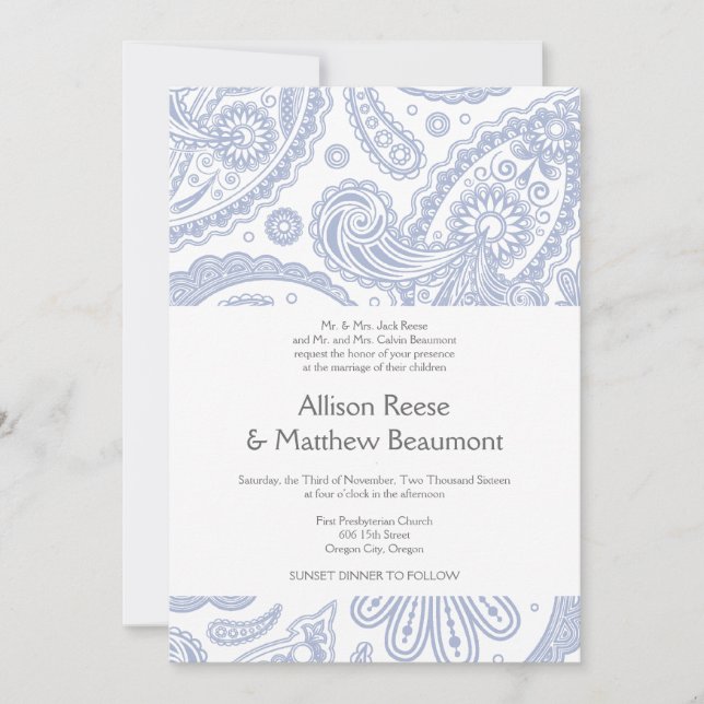 Indian Paisley Wedding Invitation (Front)