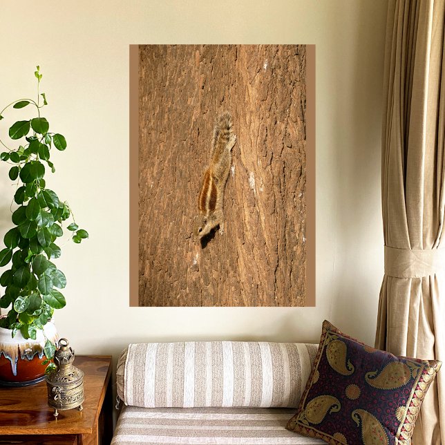 Indian Palm Squirrel on a Tree Trunk Canvas Print (Creator Uploaded)