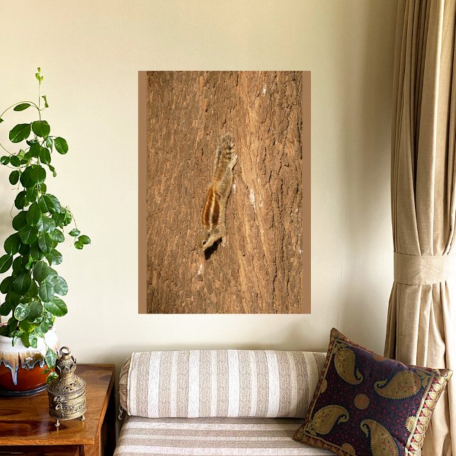 Indian Palm Squirrel on a Tree Trunk Wood Wall Art (Creator Uploaded)