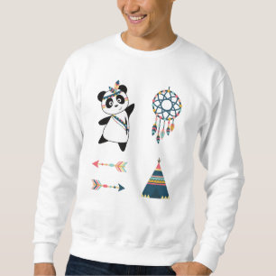 Indian Panda Bear Sticker Set Teepee Sweatshirt