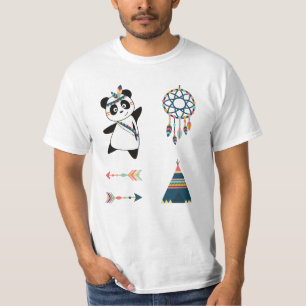 Indian Panda Bear Sticker Set Teepee T-Shirt
