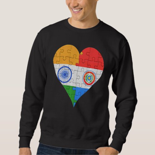 Indian Paraguayan Flag Heart Sweatshirt
