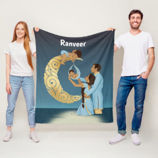 Indian parents being blessed with a baby fleece blanket