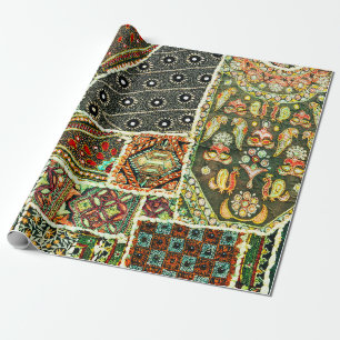 Indian patchwork carpet in Rajasthan, Asia Wrapping Paper