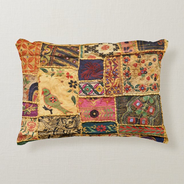 Indian Patchwork: Hampi Market Cloth. Accent Pillow (Front)