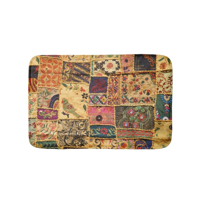 Indian Patchwork: Hampi Market Cloth. Bath Mat (Front)