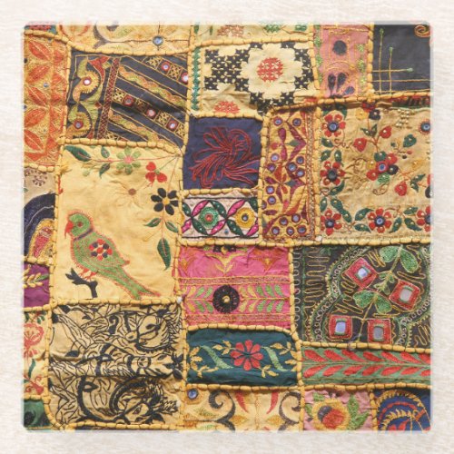 Indian Patchwork Hampi Market Cloth Glass Coaster