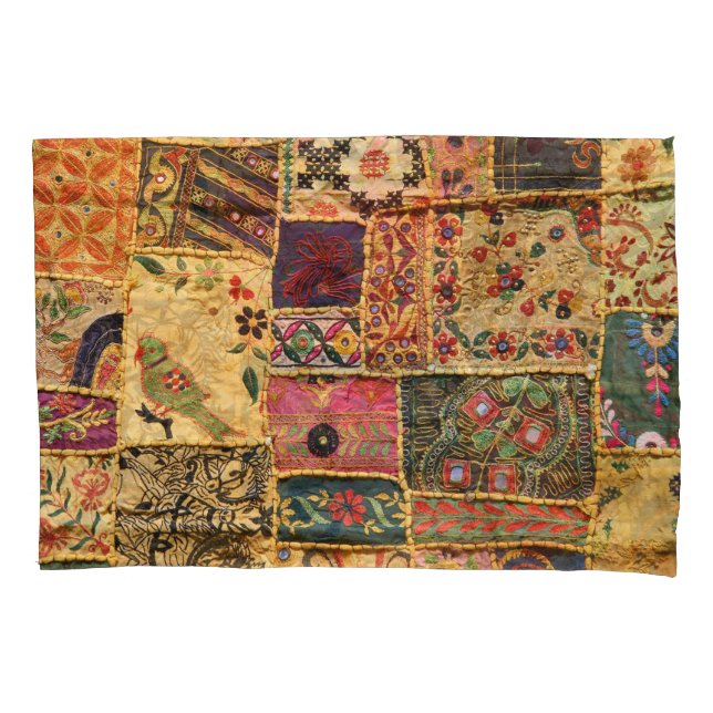 Indian Patchwork: Hampi Market Cloth. Pillow Case (Front)