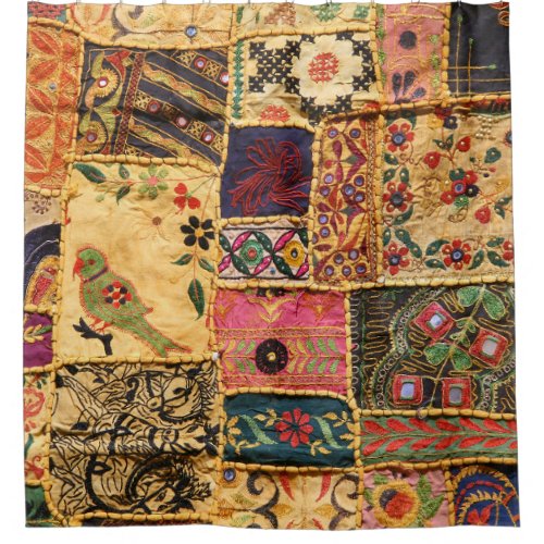 Indian Patchwork Hampi Market Cloth Shower Curtain